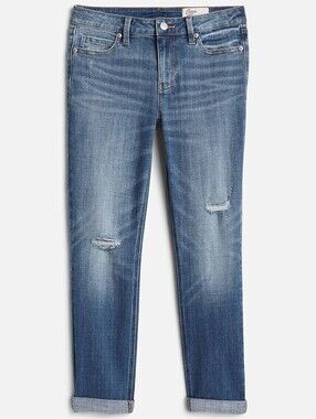 Cosmic Blue Love Women's Light Blue Relaxed Boyfriend Jeans with Knee Distress